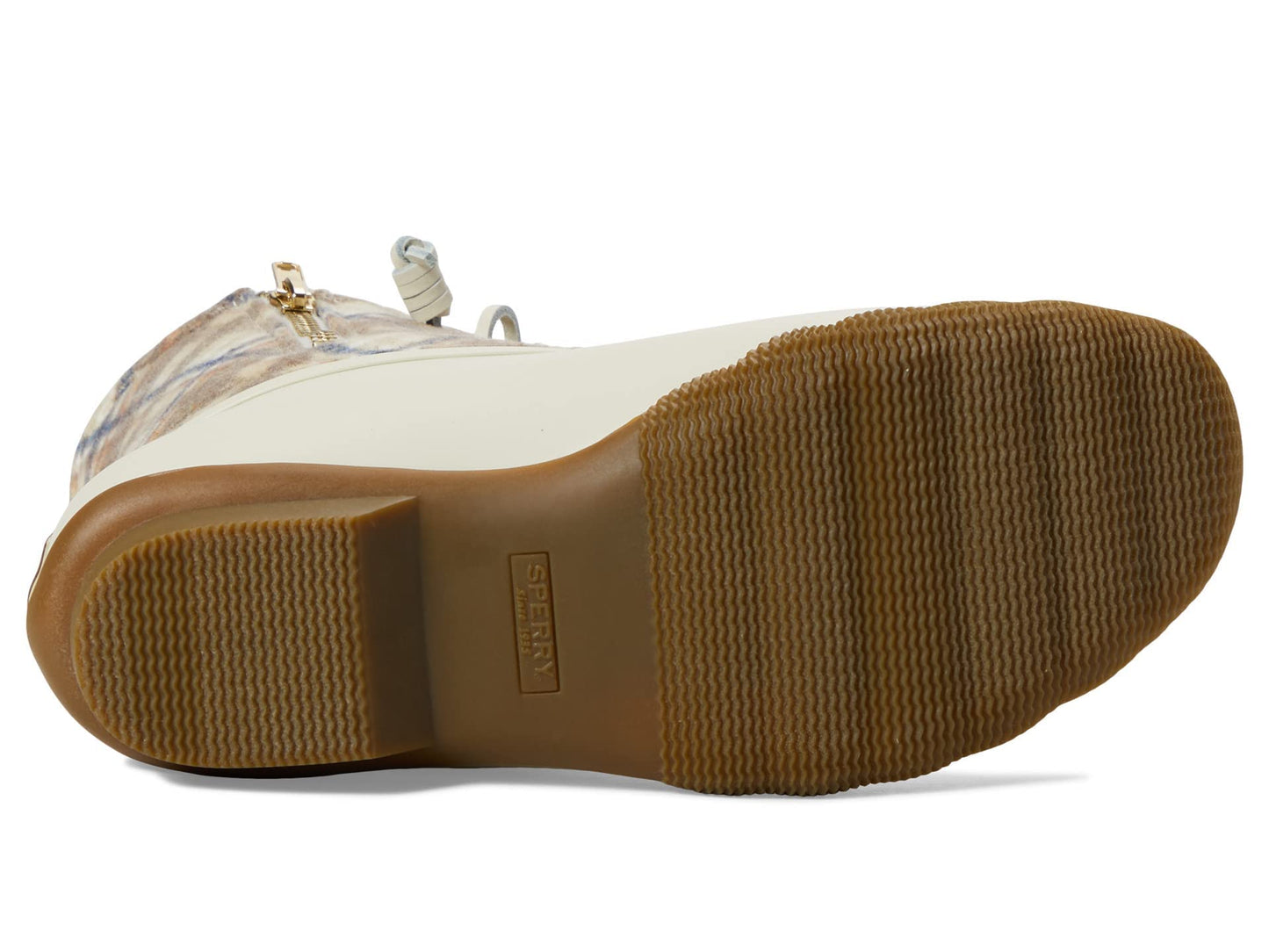 Sperry Women's Saltwater Wool Rain Boot, Ivory Plaid, 7.5