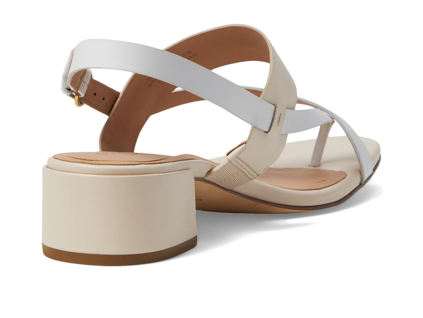 Cole Haan Womens Anica Lux Block Heel, Sandollar/White Leather, 6.5-B US