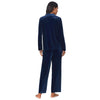 Lauren Ralph Lauren Womens Long Sleeve Velvet Notch Collar Long Pajama Set Navy Medium