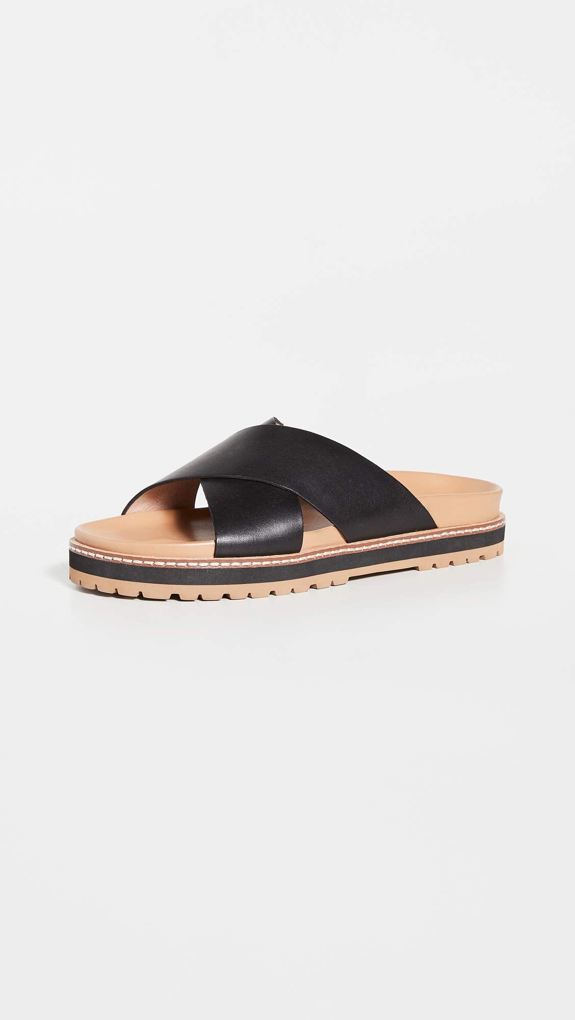Madewell Dayna Crisscross Sandal in Leather True Black 5.5 M
