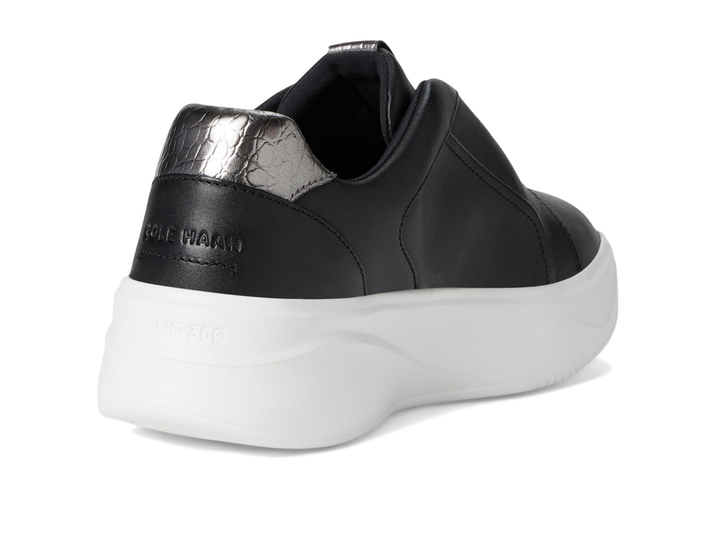 Cole Haan Womens Grandpro Demi Slip-On Sneakers, Black/Opticptic White, 8 Medium