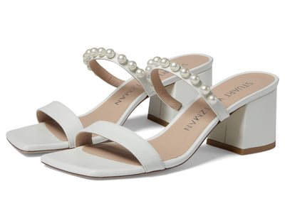 Stuart Weitzman Goldie 60 Block Slide White 9 B