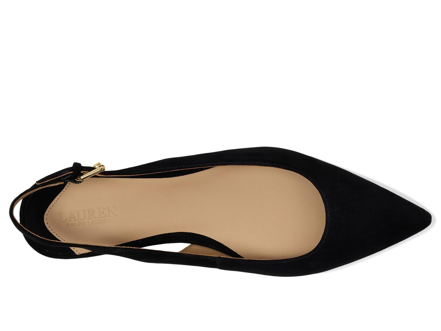 Lauren Ralph Lauren, Women, Londyn Suede Slingback Flat, Black, 7.5, Medium