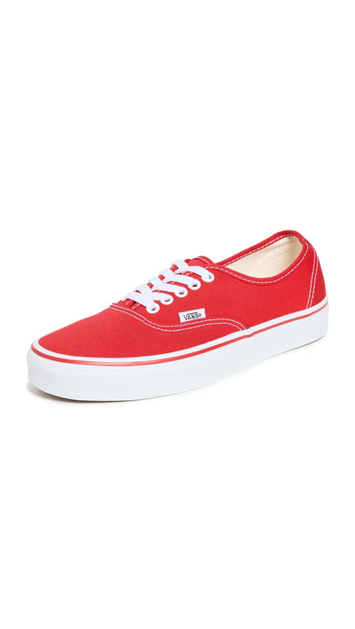 Vans U Authentic Sneakers, Red, 17 US Women/15 US Men