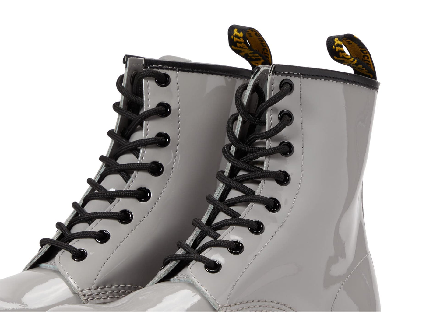 Dr. Martens Women's 1460 W Patent Leather 8 Eye Boot, Zinc Grey, 5