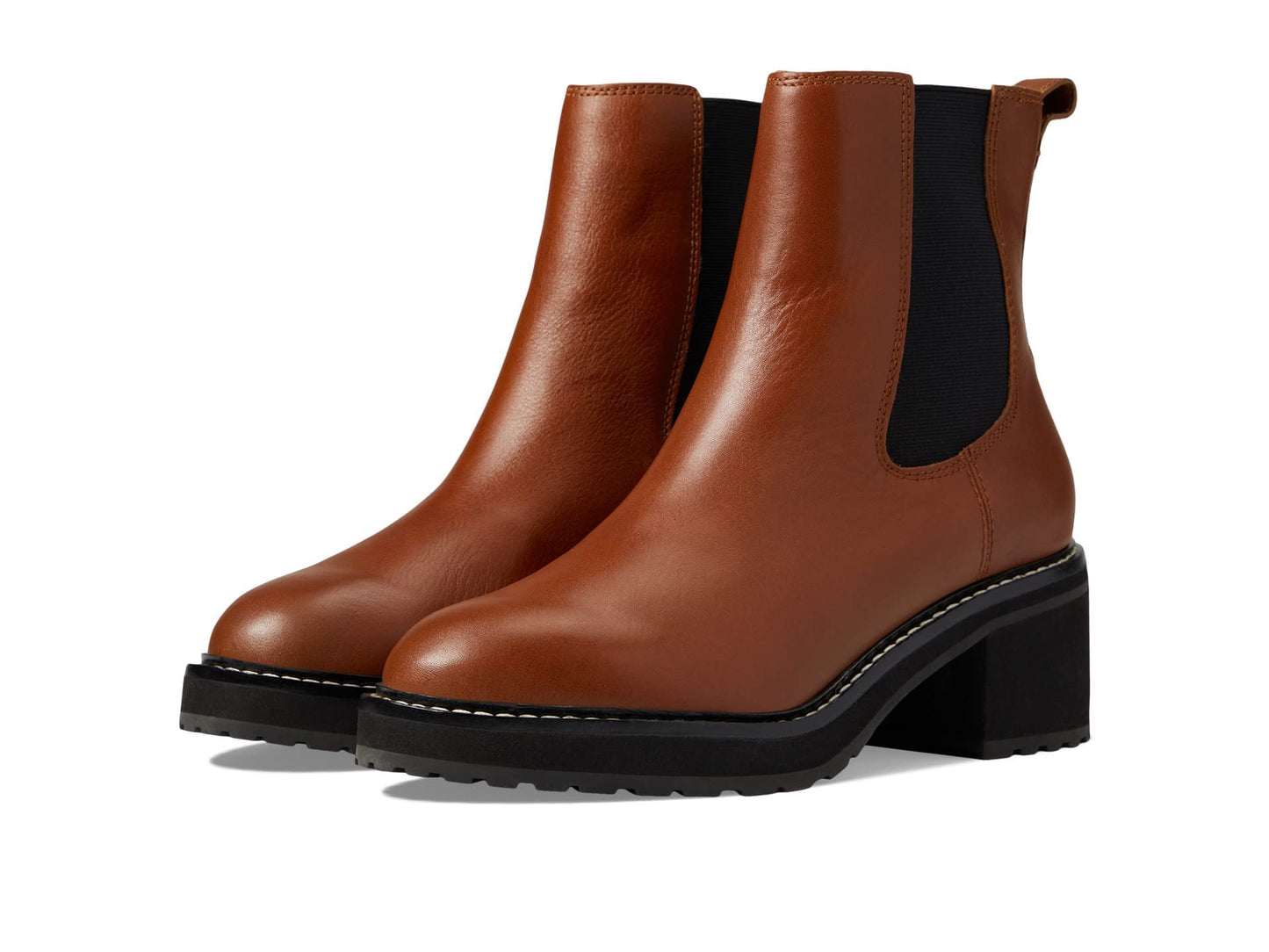 Madewell The Carina Platform Chelsea Boots for Women - Leather Upper, Classic Round Toe Silhouette, and Textile Insole Dried Maple 8.5 M