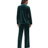Lauren Ralph Lauren Womens Long Sleeve Velvet Notch Collar Long Pajama Set Green Medium