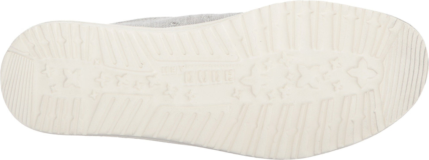 HEYDUDE Men's Wally Woven Grey White Size 11 | Men’s Shoes | Men's Lace Up Loafers | Comfortable & Light-Weight