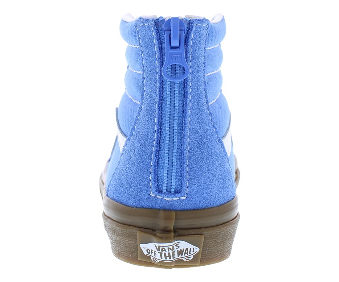 Vans Sk8 Hi Zip Flower Suede PS Boys Shoes Size 2.5, Color: Gum Azure Blue-Blue