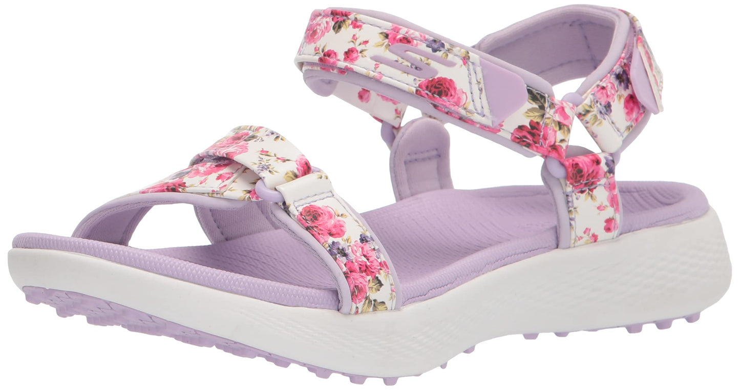 Skechers Women's 600 Spikeless Golf Sandal, White/Multi Flower Print, 8