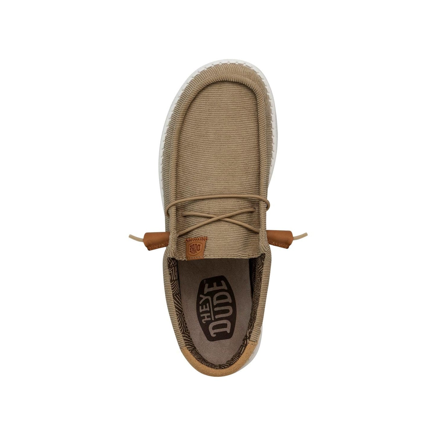 HEYDUDE Men's Wally Corduroy Slip On Loafer, Tan Size 9 | Lightweight Flex & Fold Outsole with Elastic Lace