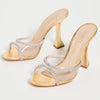SCHUTZ Women's Aileen Heels, Transparente/Cristal, Gold, Clear, 7 Medium US