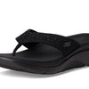 SKECHERS, Women's, Arch Fit 2.0 3-Pt Rhinestone Sandal, Black/Black, 11, Medium