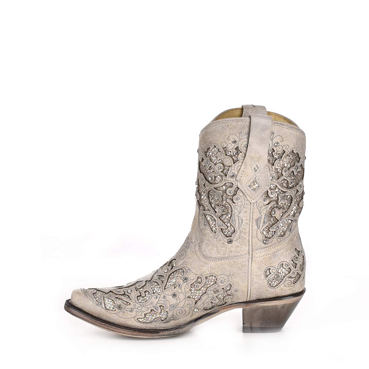 Corral Western Wedding White Booties (WHITE, US Footwear Size System, Adult, Women, Numeric, Medium, 9)
