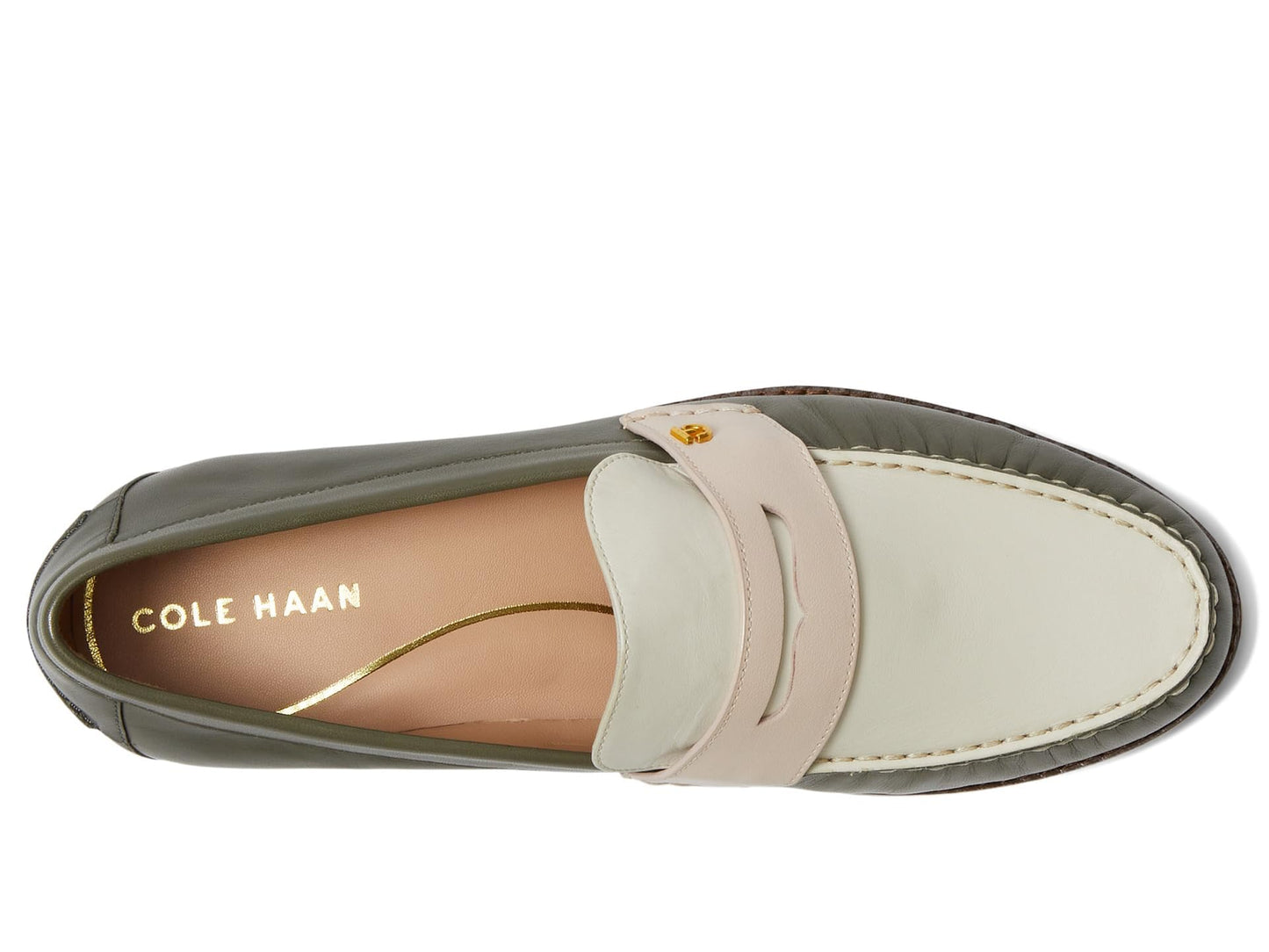 Cole Haan Lux Pinch Penny Loafer Tea Leaf/Egret/Rosewater Leather 8.5 B (M)