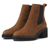 Madewell The Carina Platform Chelsea Boots for Women - Pull Tab On The Back, Leather Upper, and Low Platform Heel Burled Wood 9 M