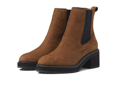 Madewell The Carina Platform Chelsea Boots for Women - Pull Tab On The Back, Leather Upper, and Low Platform Heel Burled Wood 9 M
