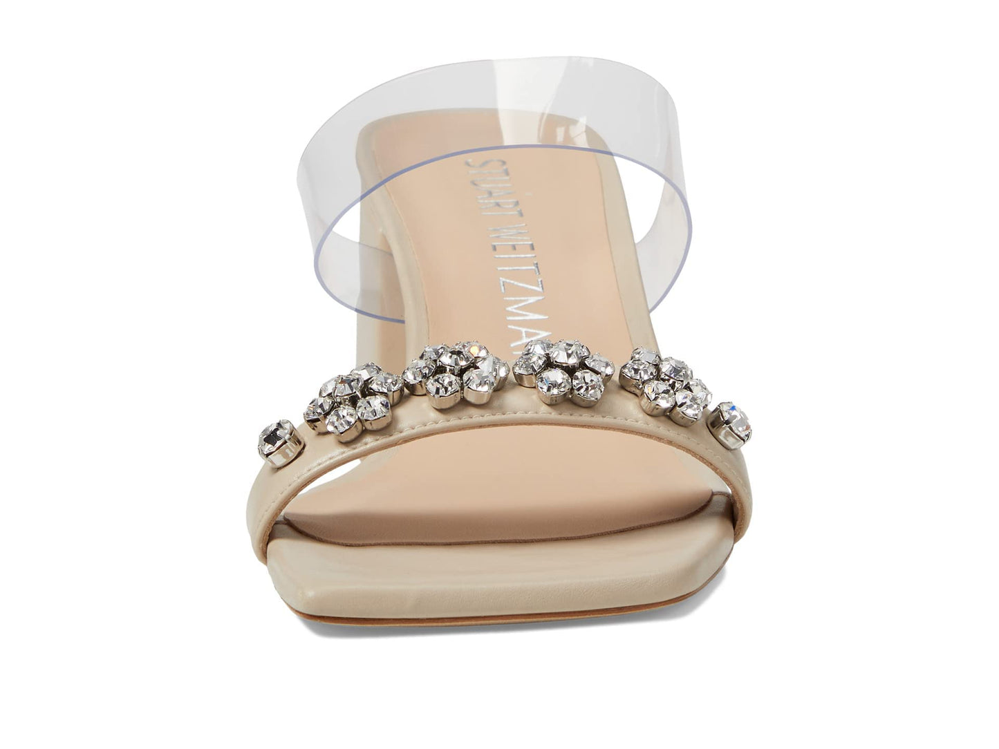 Stuart Weitzman Crystal Fleur 60 Slide Dune/Clear 10 B