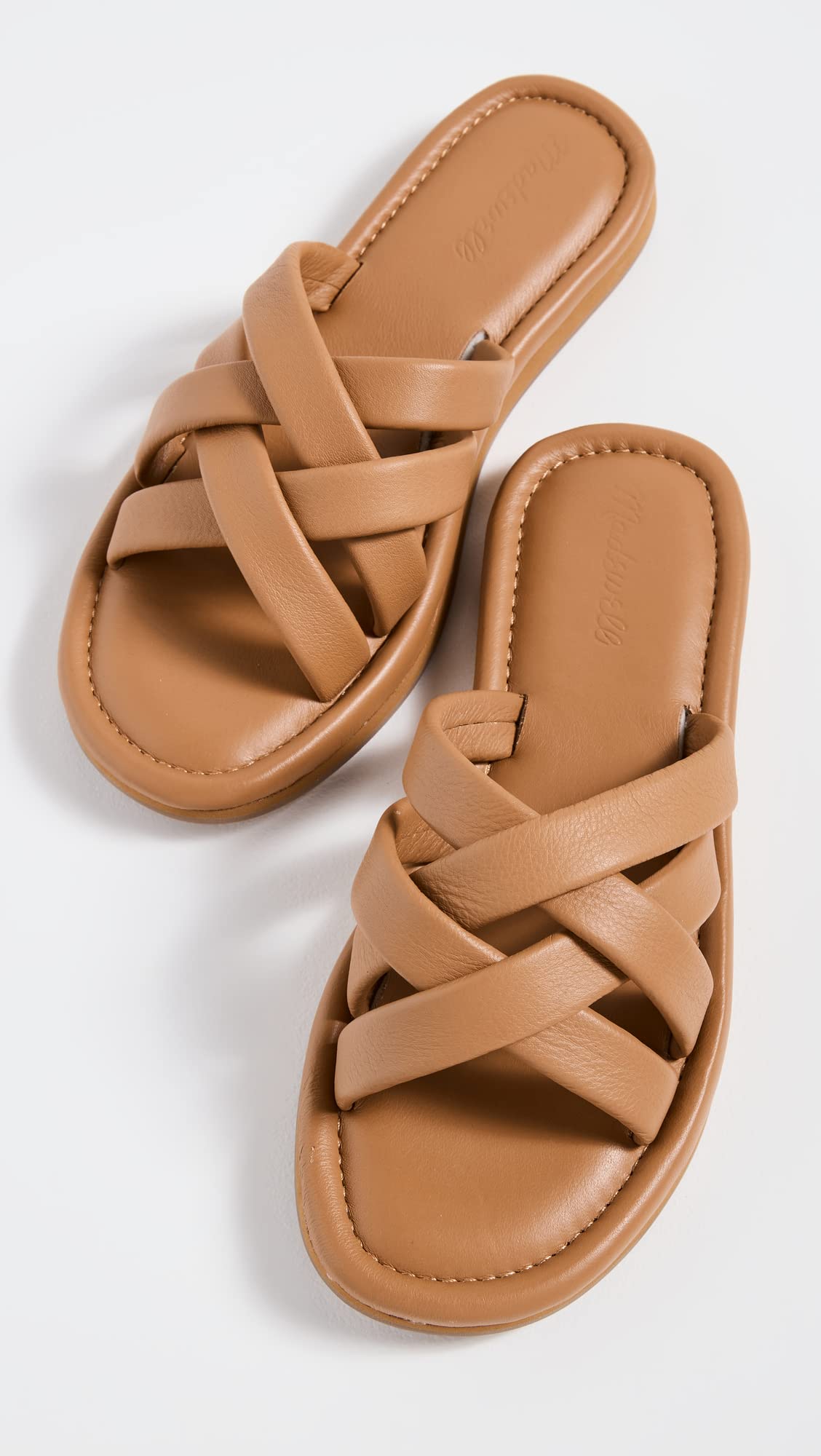 Madewell Women's Francine Puffy Woven Slides, Desert Camel, Tan, 7.5 Medium US