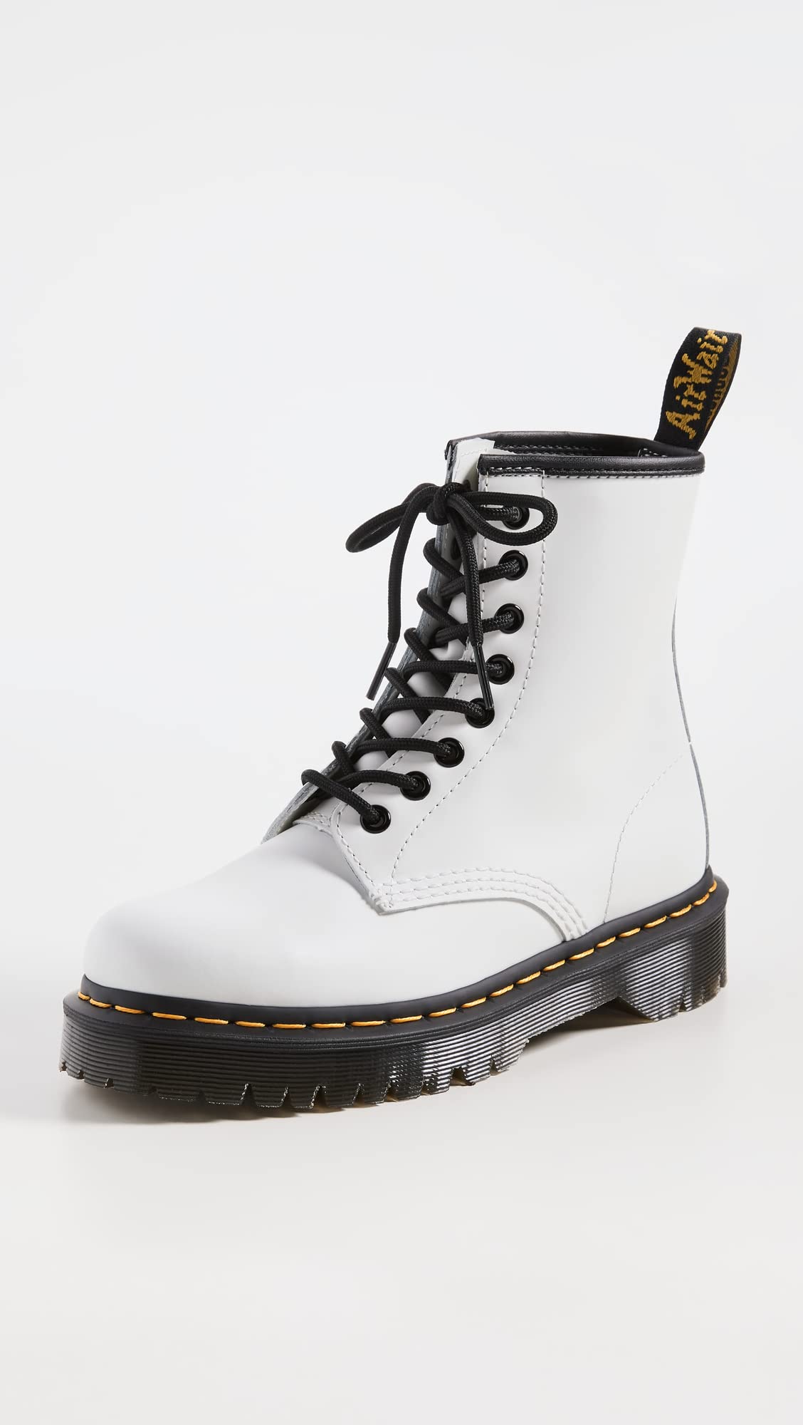 Dr. Martens Unisex 1460 Bex Smooth Leather Platform Boots, White, 14 US Women/13 US Men