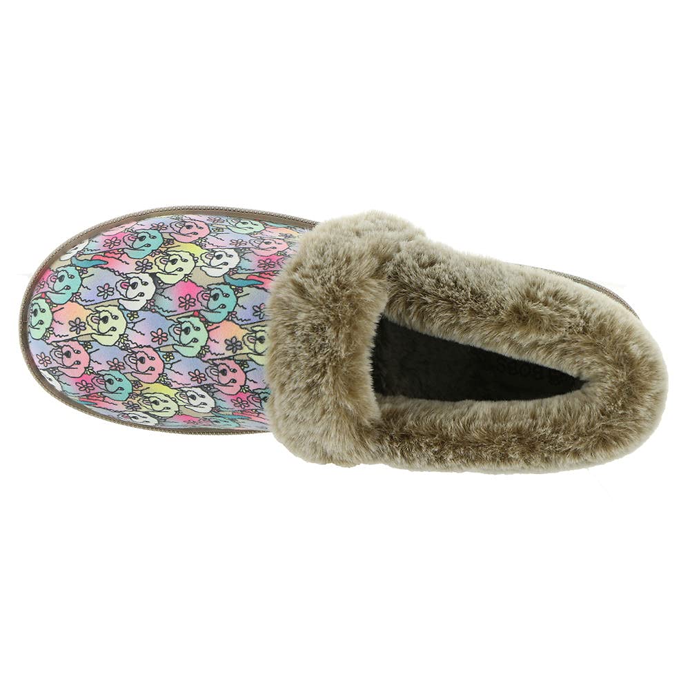 Skechers Bobs Too Cozy Aloha Doodle Womens Slipper 9 BM US NaturalMultiDog
