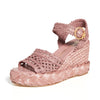 Tory Burch Women's Raffia Wedge Sandals, Pink Magnolia, 9 Medium US