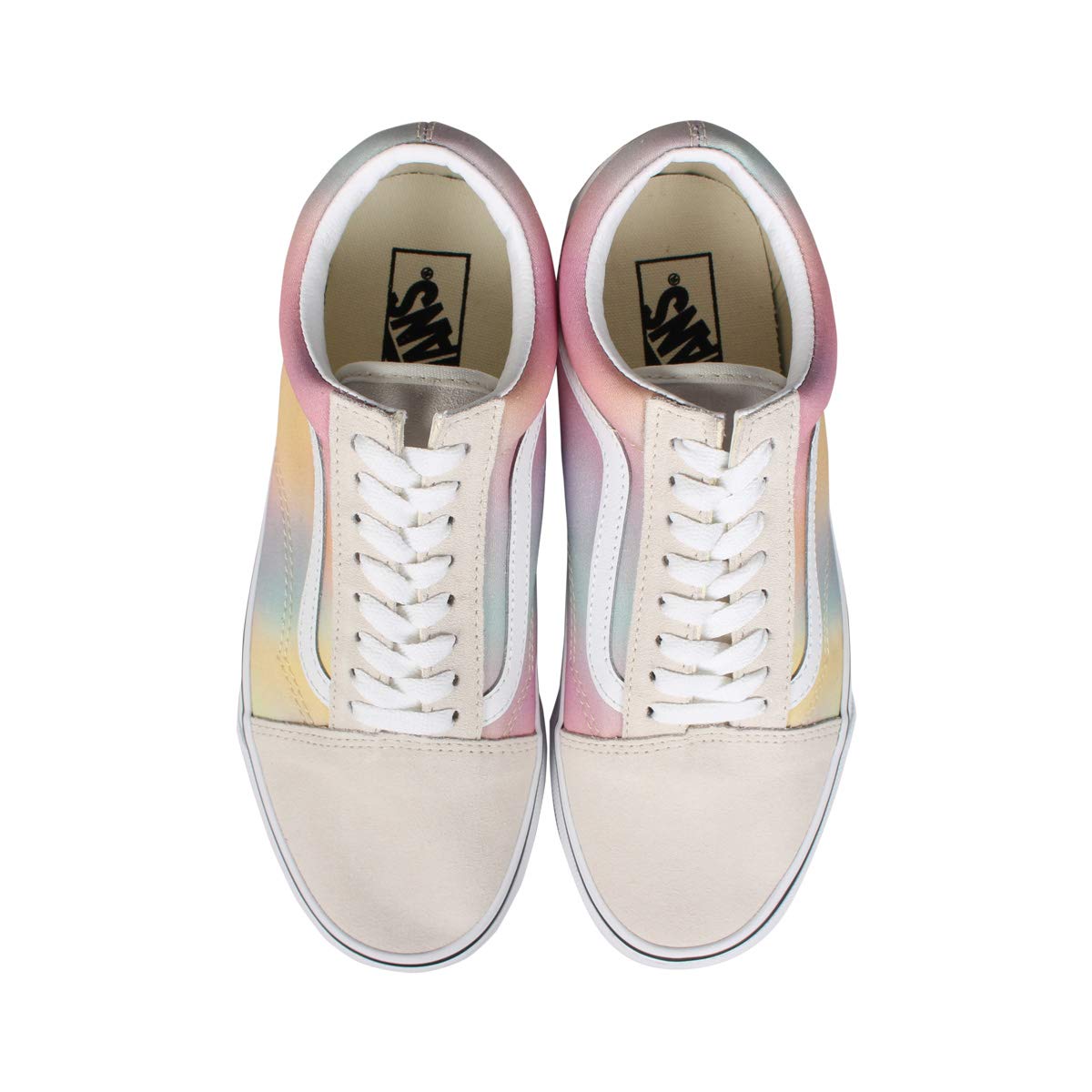 Vans Men's Old Skool Sneaker, (Aura Shift) Multi/True White, Size 5.5