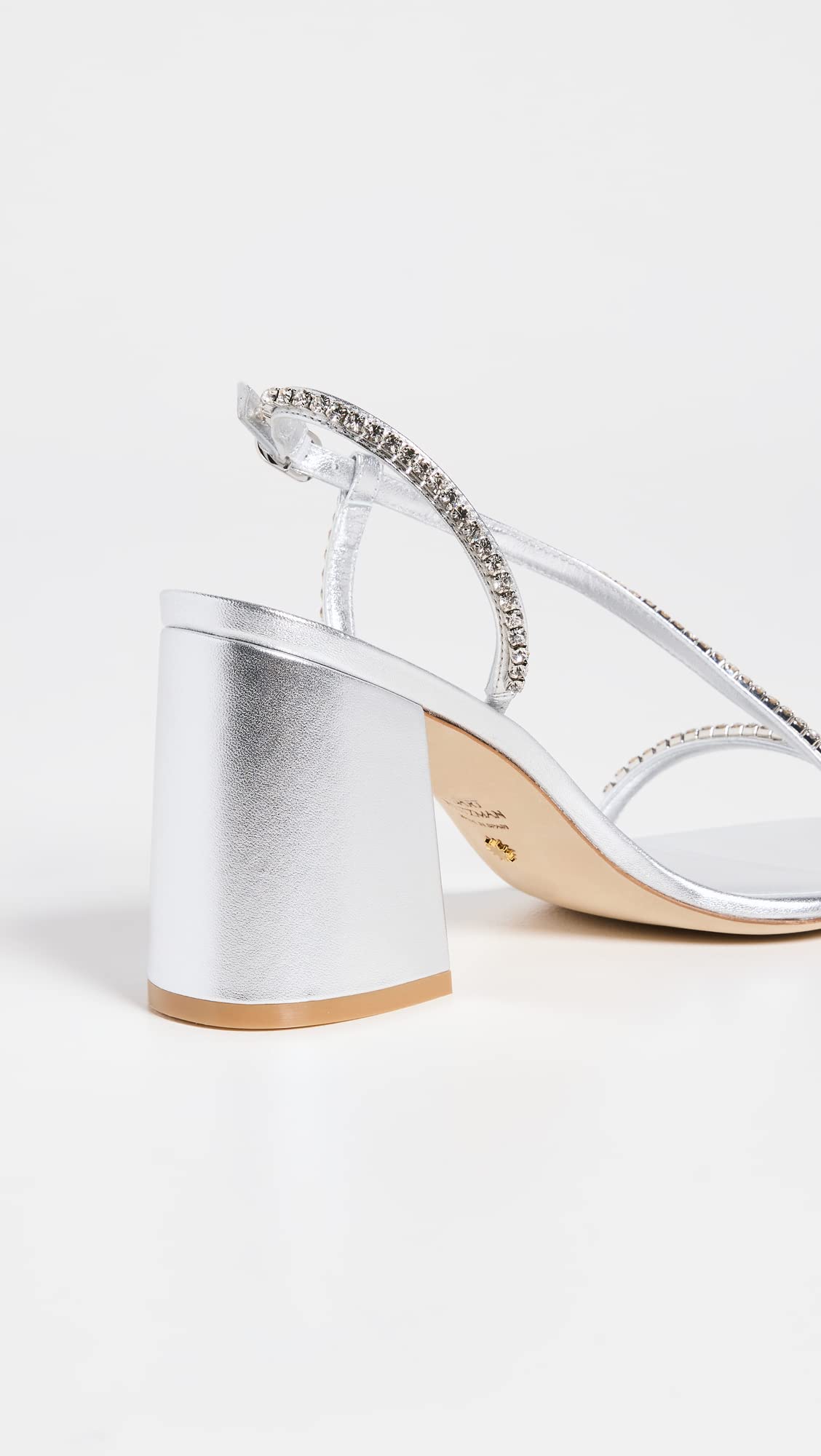 Stuart Weitzman Women's Soiree Crystal 85mm Block Sandals, Silver/Clear, 5.5 Medium US
