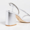 Stuart Weitzman Women's Soiree Crystal 85mm Block Sandals, Silver/Clear, 9 Medium US