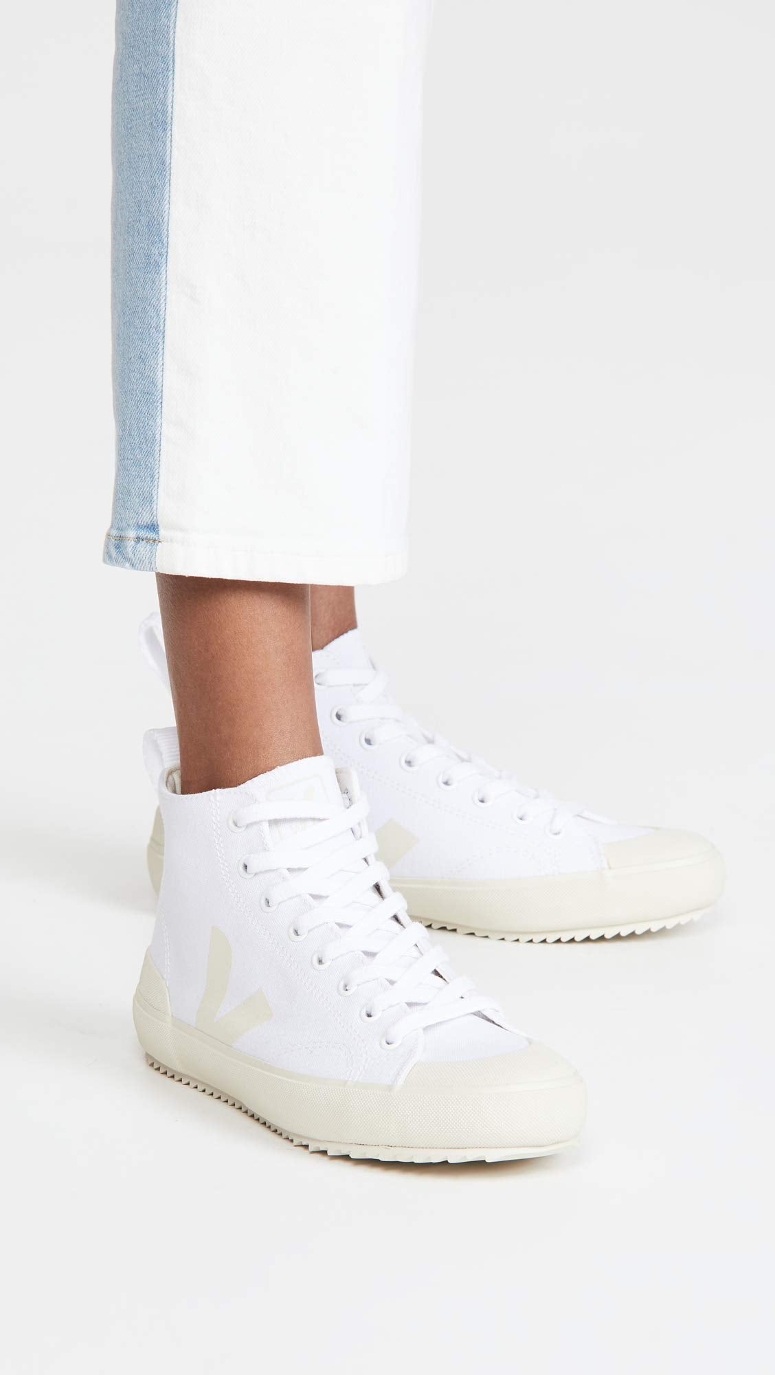 Veja Women's Nova High Top Vegan Sneakers, White/Pierre, 5 Medium US