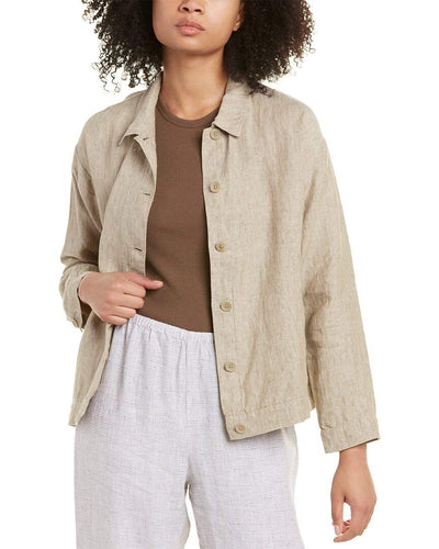 Eileen Fisher Classic Collar Jacket Khaki MD