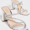 SCHUTZ Women's Chessie Bright Sandals, Cristal, Clear, Silver, 5 Medium US