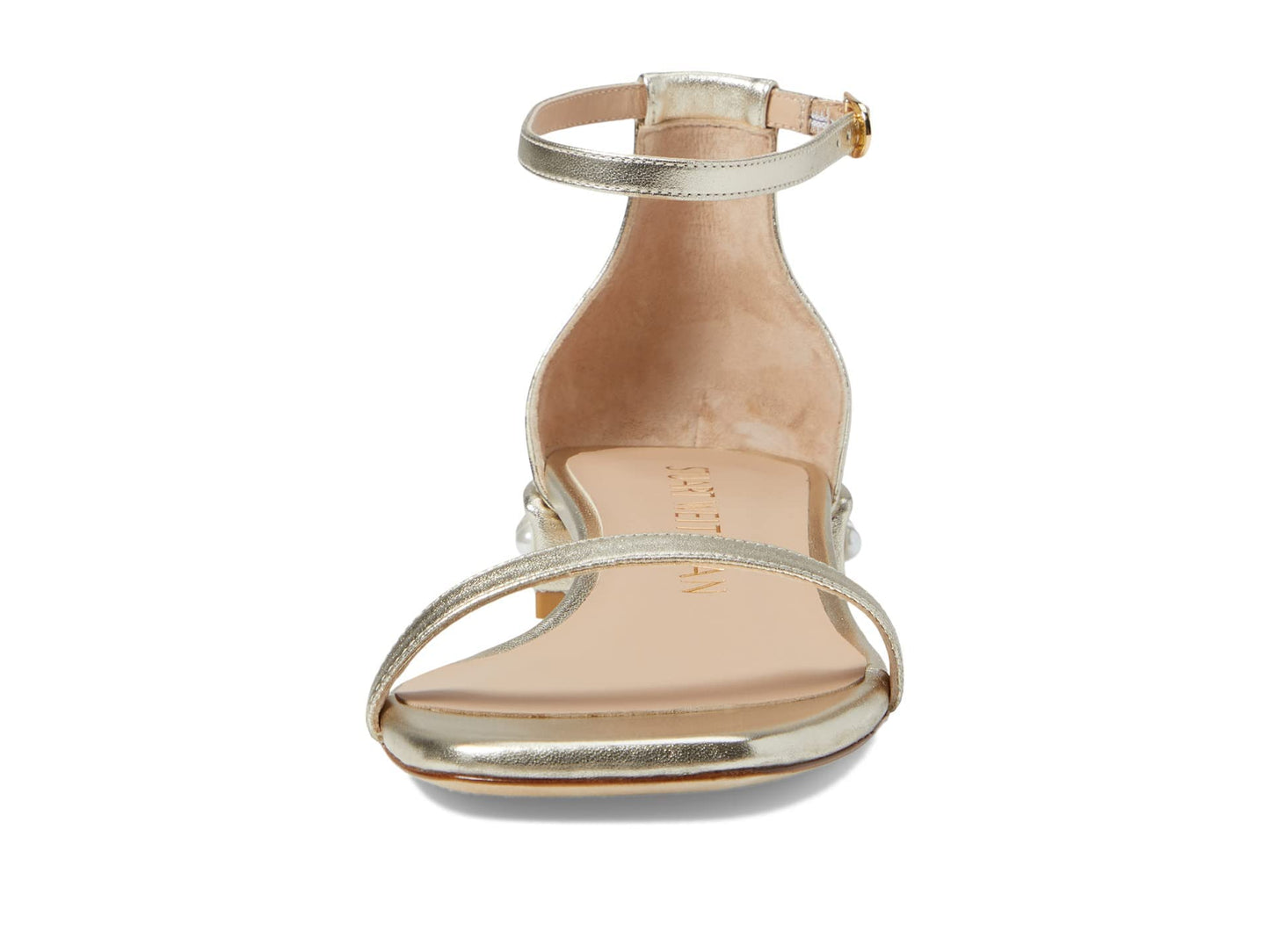 Stuart Weitzman Nudistcurve Pearl Flat Sandal Platino 7 B