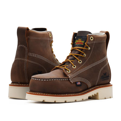 Thorogood 6” Work Boots for Women - American Heritage - Full-Grain Leather with Comfort Insoles and Slip-Resistant Heel Outsoles, Made in USA, Crazy Horse - 5 M