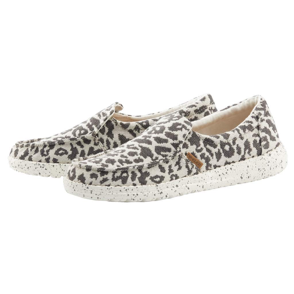 Hey Dude Women's Misty Woven Cheetah Grey Size 7 | Women’s Loafers | Women’s Slip On Shoes | Comfortable & Light-Weight