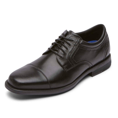 Rockport Men's Isaac Cap Toe, Black, 9 W
