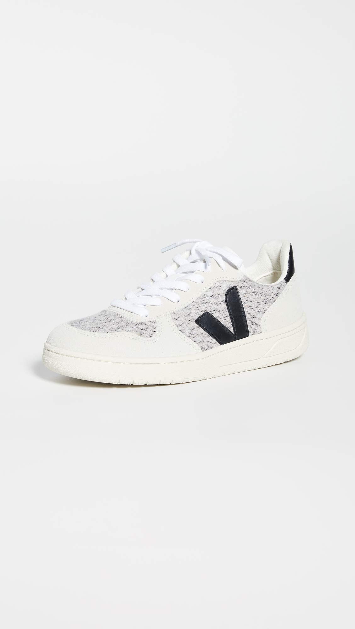 Veja Women's V-10 Sneakers, Snow/Black, 11 Medium US