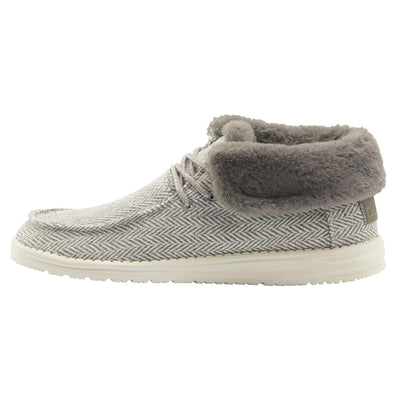 Hey Dude Women's Britt Herringbone Grey Size 7 | Women’s Shoes | Women’s Lace Up Boots | Comfortable & Light-Weight