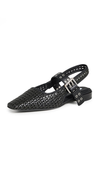 rag & bone Women's Astra Slingback Flats, Black, 6 Medium US