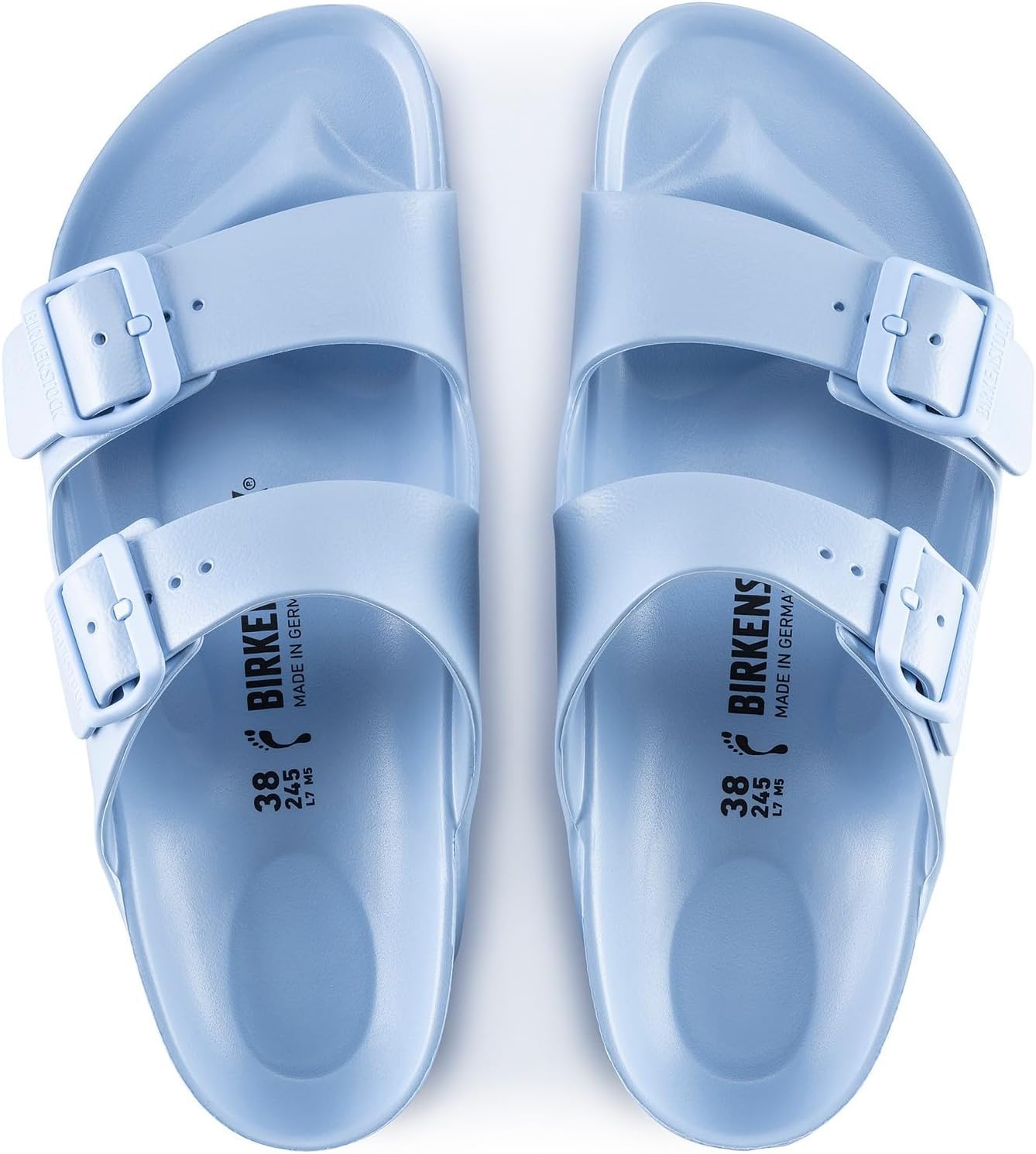 Birkenstock Unisex Arizona Essentials Slide-On Sandal, Dusty Blue, 8-8.5 Narrow Women/6-6.5 Narrow Men, 39EU