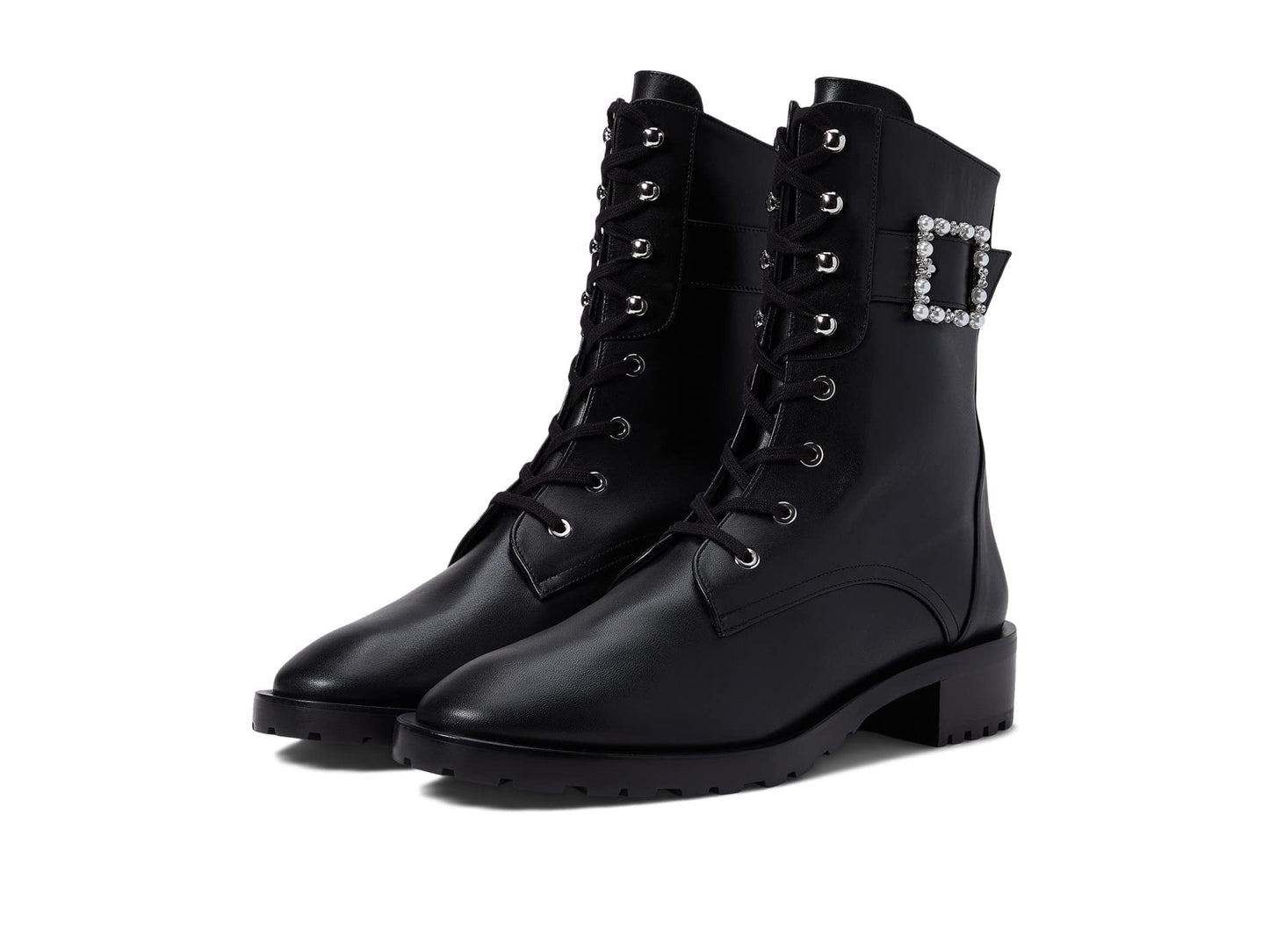 Stuart Weitzman Pearl Buckle Bootie Black 6 B