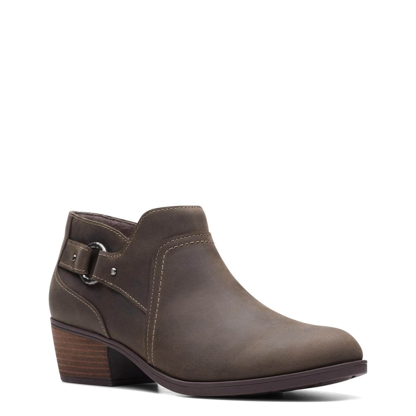 Clarks Women's Charlten Grace Ankle Boot, Taupe Oily Leather, 7.5 Wide US