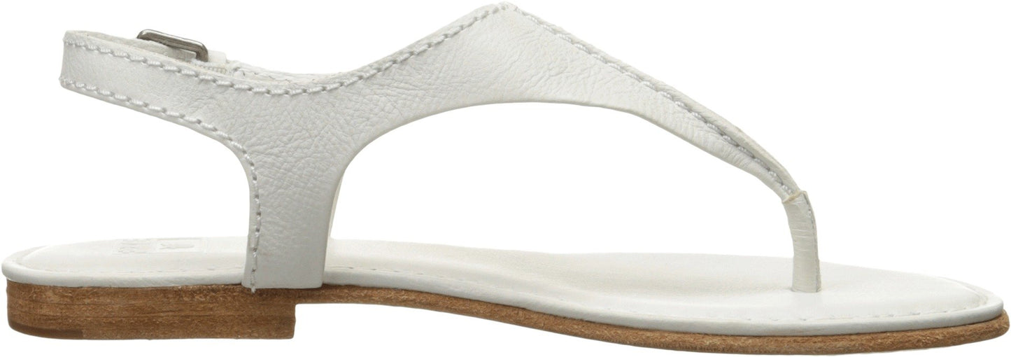 FRYE Women's Carson Seam T Flat Sandal, White, 6 M US