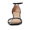Stuart Weitzman Nudistcurve 50 Wedge Heels for Women - Leather Upper, Square-Toe with Thin Strap, and Adjustable Ankle Strap Black 10 B
