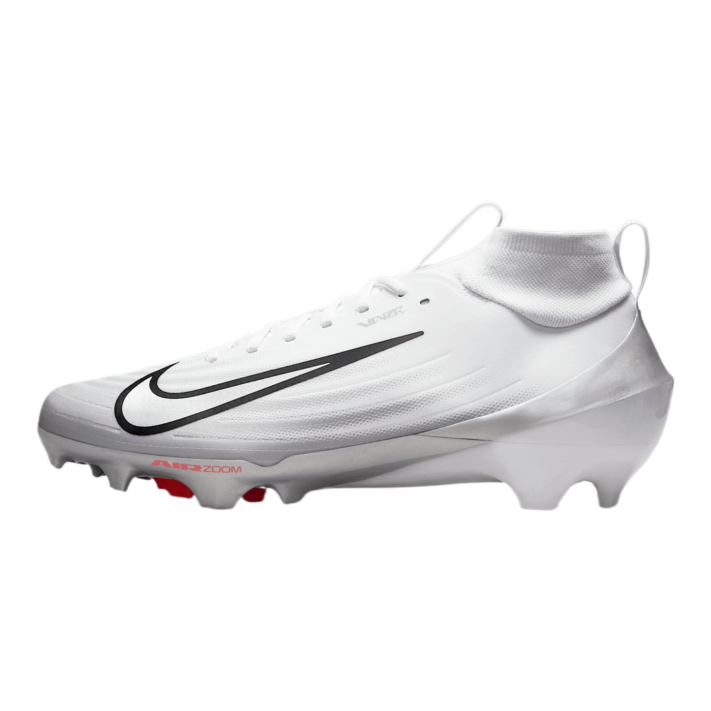 Nike Vapor Pro 1 Football Cleats (FB3298-100, White/Black/Summit White/Metallic Silver) Size 5.5