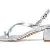 Stuart Weitzman Women's Oasis 50 Block Sandal Pump, Silver, 7.5