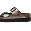 Birkenstock Women's Papillio by Birkenstock Arizona Platform Sandal - Metallic Taupe Metallic 6-6.5 Narrow