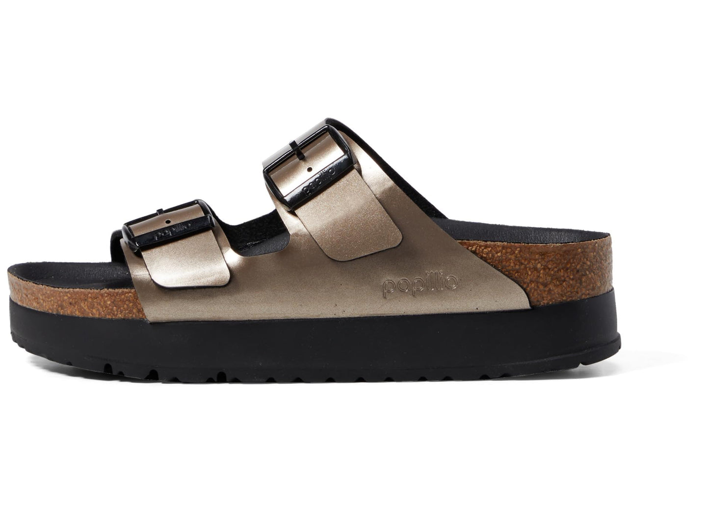 Birkenstock Women's Papillio by Birkenstock Arizona Platform Sandal - Metallic Taupe Metallic 6-6.5 Narrow