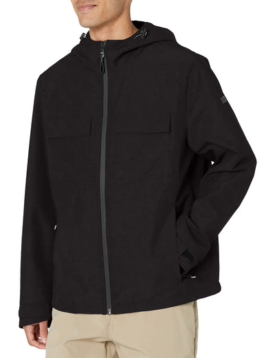 DKNY Men's Performance Tech Hooded Modern Storm Coat, Black Unfilled, Medium