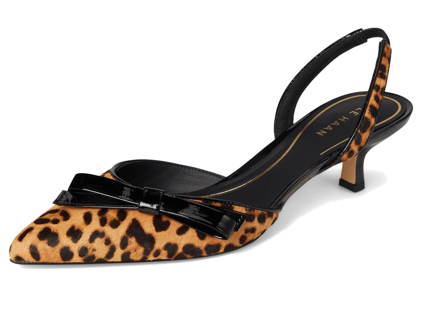 Cole Haan Womens Noella Bow Sling Pump, Leopard Print Haircalf, 8 Medium
